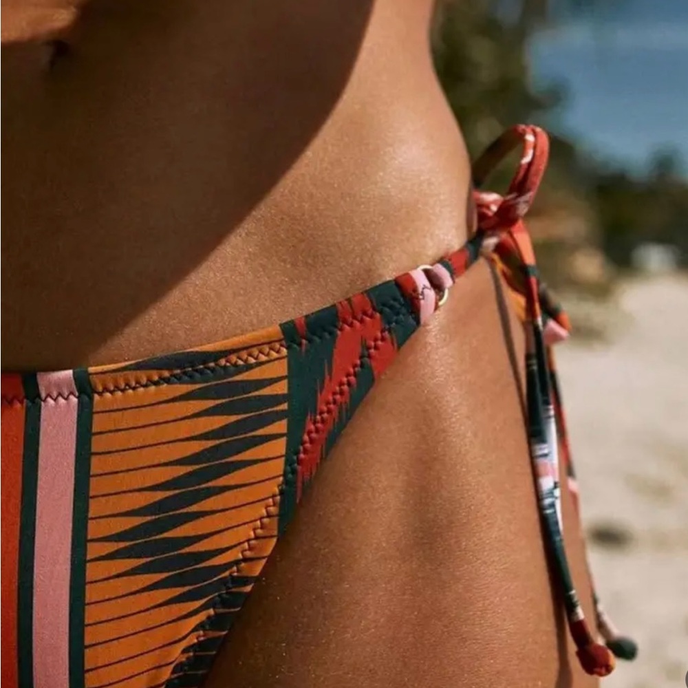 Boho Ethnic Print Triangle Halter Side Tie Bikini Set - Picture 5 of 12